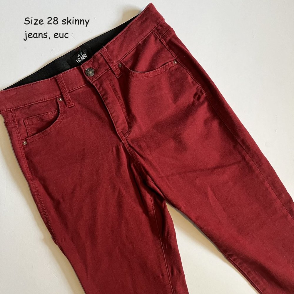 Size 28 Lularoe skinny jeans, red